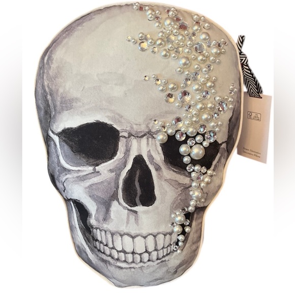 CXL BY CHRISTIAN LACROIX 11x16 Beaded Rhinestone Skull Shaped Decorative Pillow - Picture 1 of 3